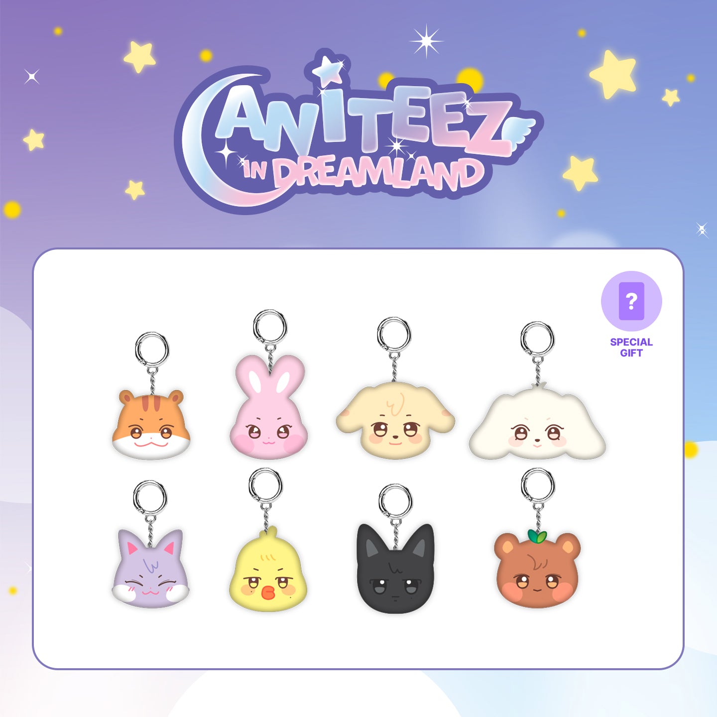 ATEEZ X ANITEEZ [ANITEEZ IN DREAMLAND] OFFICIAL MD - 03. MINI FACE KEYRING (PRE-ORDER)