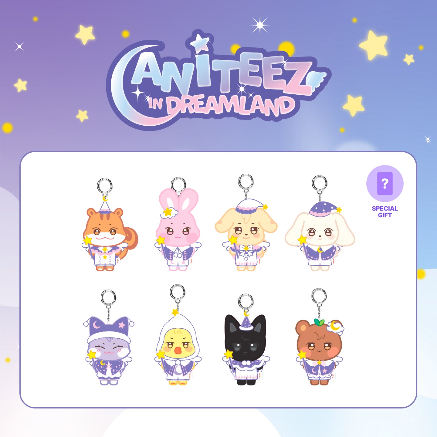 ATEEZ X ANITEEZ [ANITEEZ IN DREAMLAND] OFFICIAL MD - 04. PLUSH KEYRING (GUARDIAN ANGEL) (PRE-ORDER)