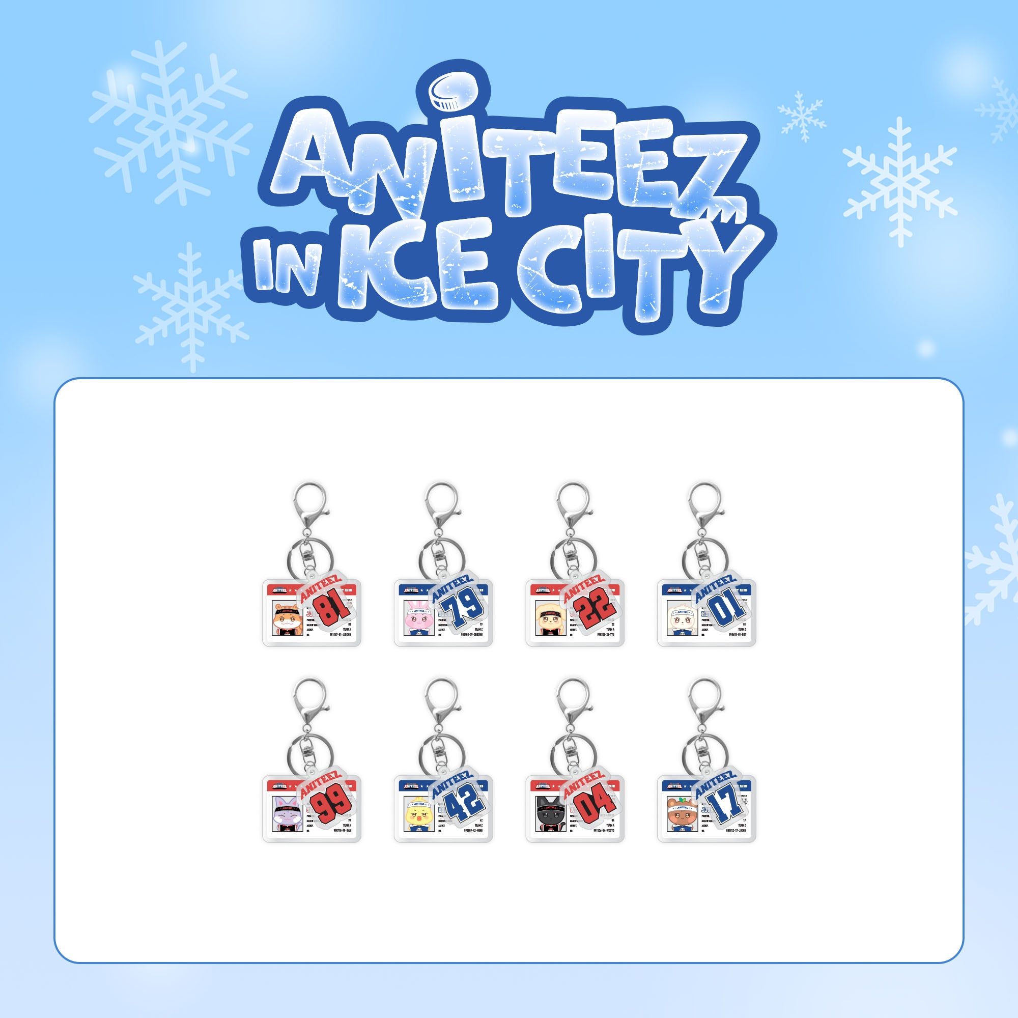 ATEEZ X ANITEEZ [ANITEEZ IN ICE CITY] OFFICIAL MD - 06. HOCKEY PLAYER CARD ACRYLIC KEYRING (PRE-ORDER)