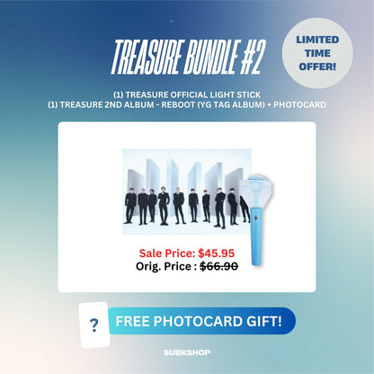 TREASURE BUNDLE #2 - LIGHT STICK + 2ND ALBUM REBOOT (YG TAG ALBUM W/ PC)