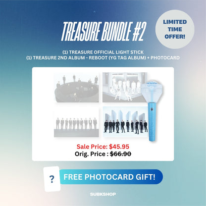 TREASURE BUNDLE #2 - LIGHT STICK + 2ND ALBUM REBOOT (YG TAG ALBUM W/ PC)