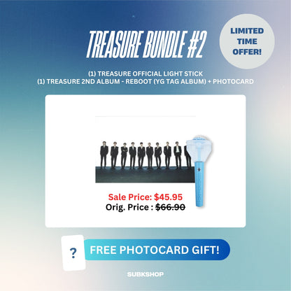 TREASURE BUNDLE #2 - LIGHT STICK + 2ND ALBUM REBOOT (YG TAG ALBUM W/ PC)