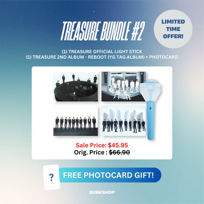 TREASURE BUNDLE #2 - LIGHT STICK + 2ND ALBUM REBOOT (YG TAG ALBUM W/ PC)