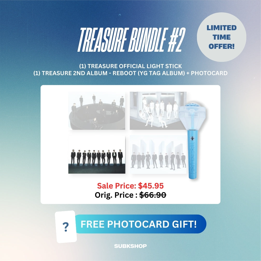 TREASURE BUNDLE #2 - LIGHT STICK + 2ND ALBUM REBOOT (YG TAG ALBUM W/ PC)