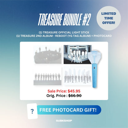 TREASURE BUNDLE #2 - LIGHT STICK + 2ND ALBUM REBOOT (YG TAG ALBUM W/ PC)