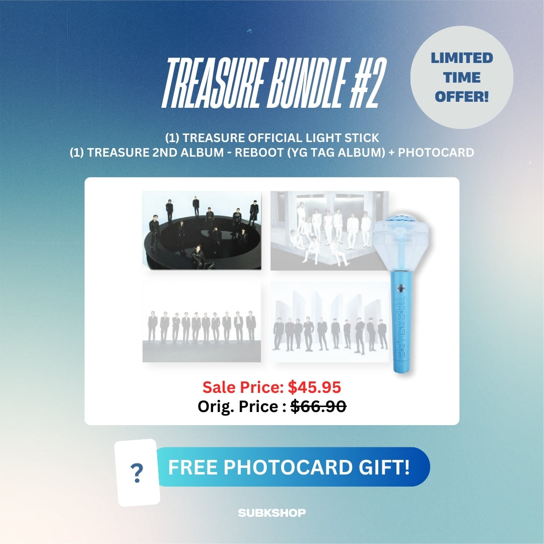 TREASURE BUNDLE #2 - LIGHT STICK + 2ND ALBUM REBOOT (YG TAG ALBUM W/ PC)