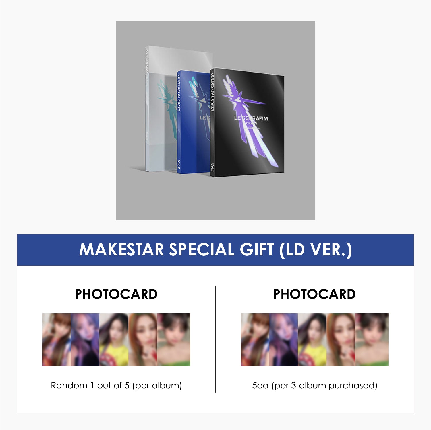 LE SSERAFIM 4TH MINI ALBUM - CRAZY + MAKESTAR PHOTOCARD (LD VER.) (PRE-ORDER)