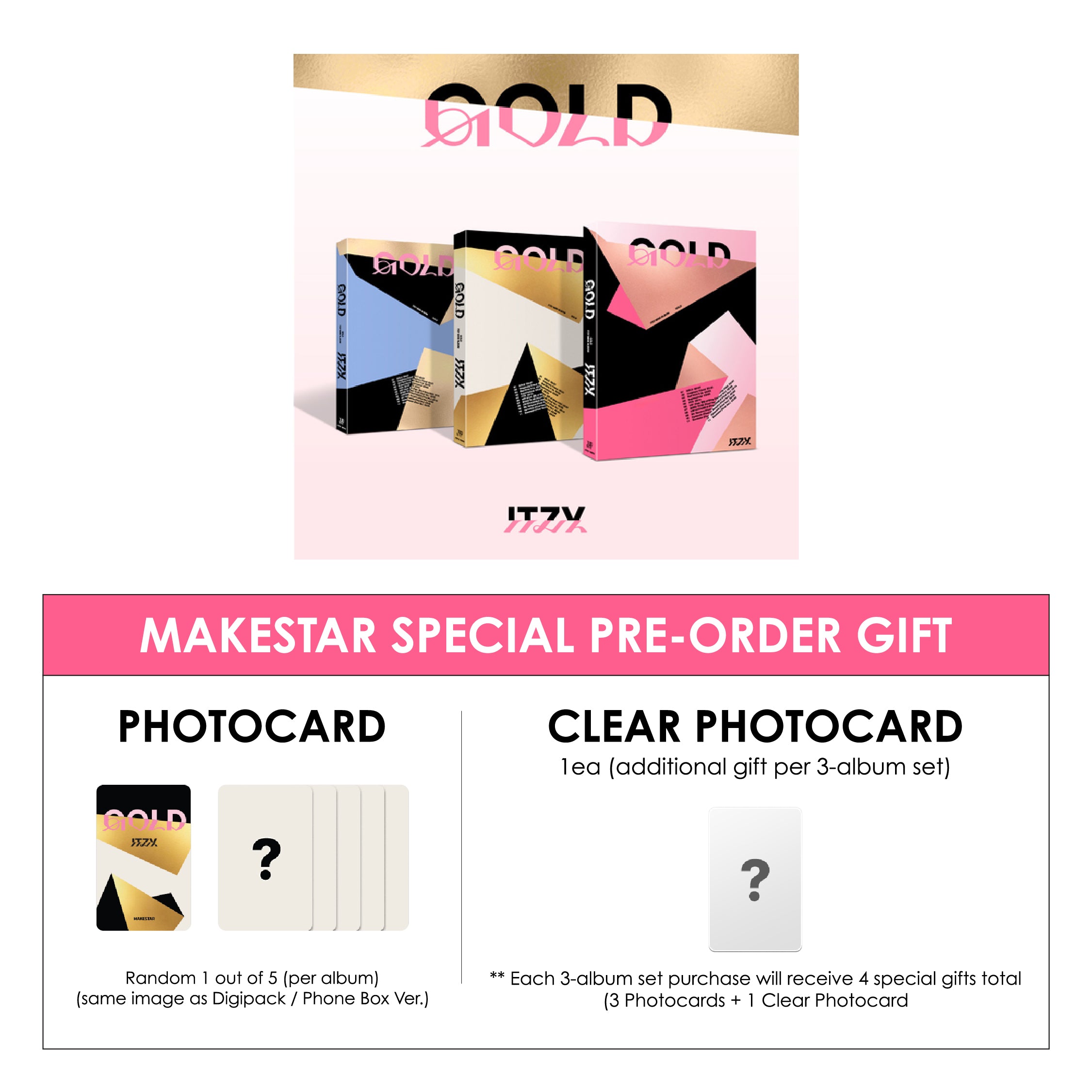 ITZY ALBUM - GOLD (STANDARD VER.) + MAKESTAR PHOTOCARD