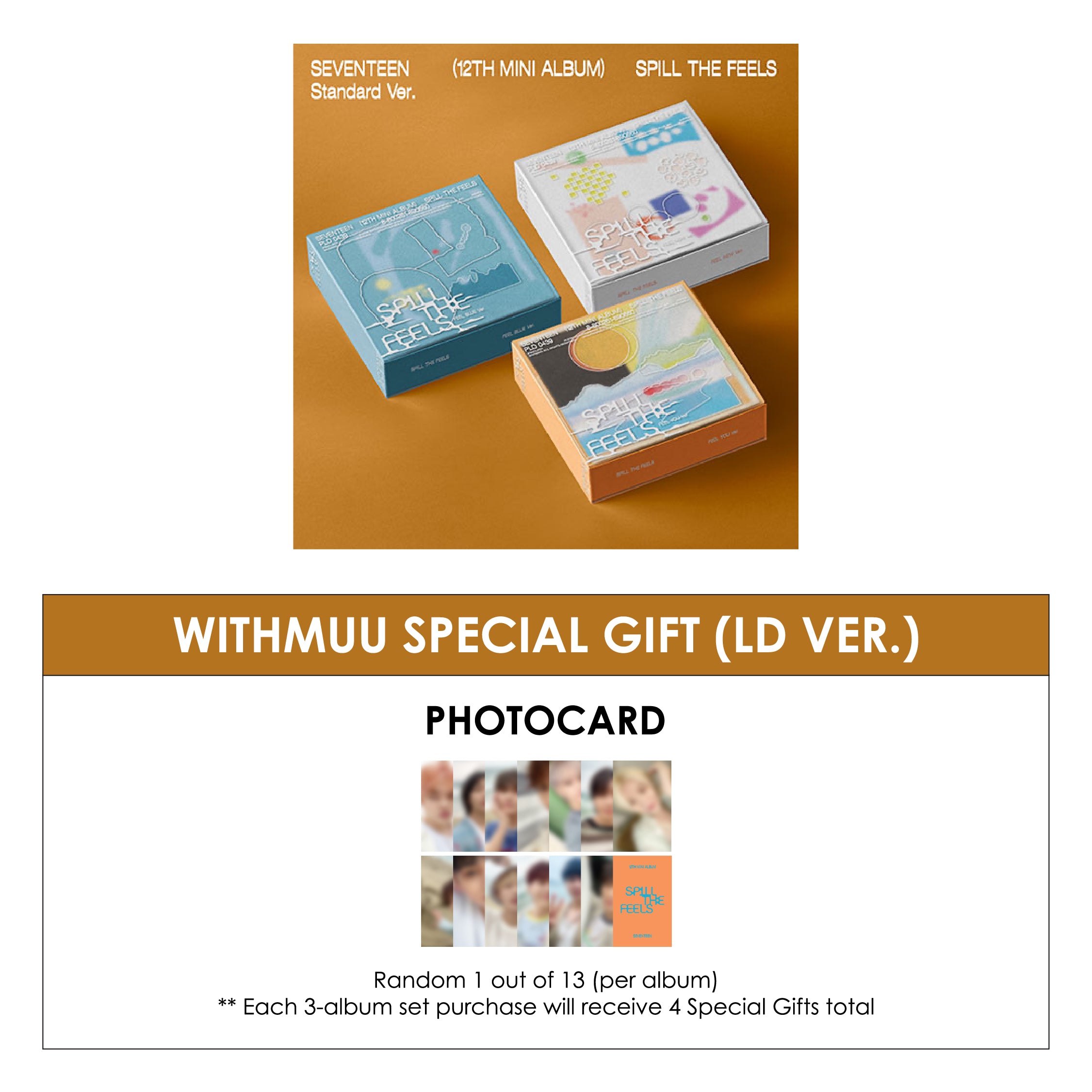 SEVENTEEN 12TH MINI ALBUM - SPILL THE FEELS (STANDARD VER.) + WITHMUU PHOTOCARD(LD VER.)