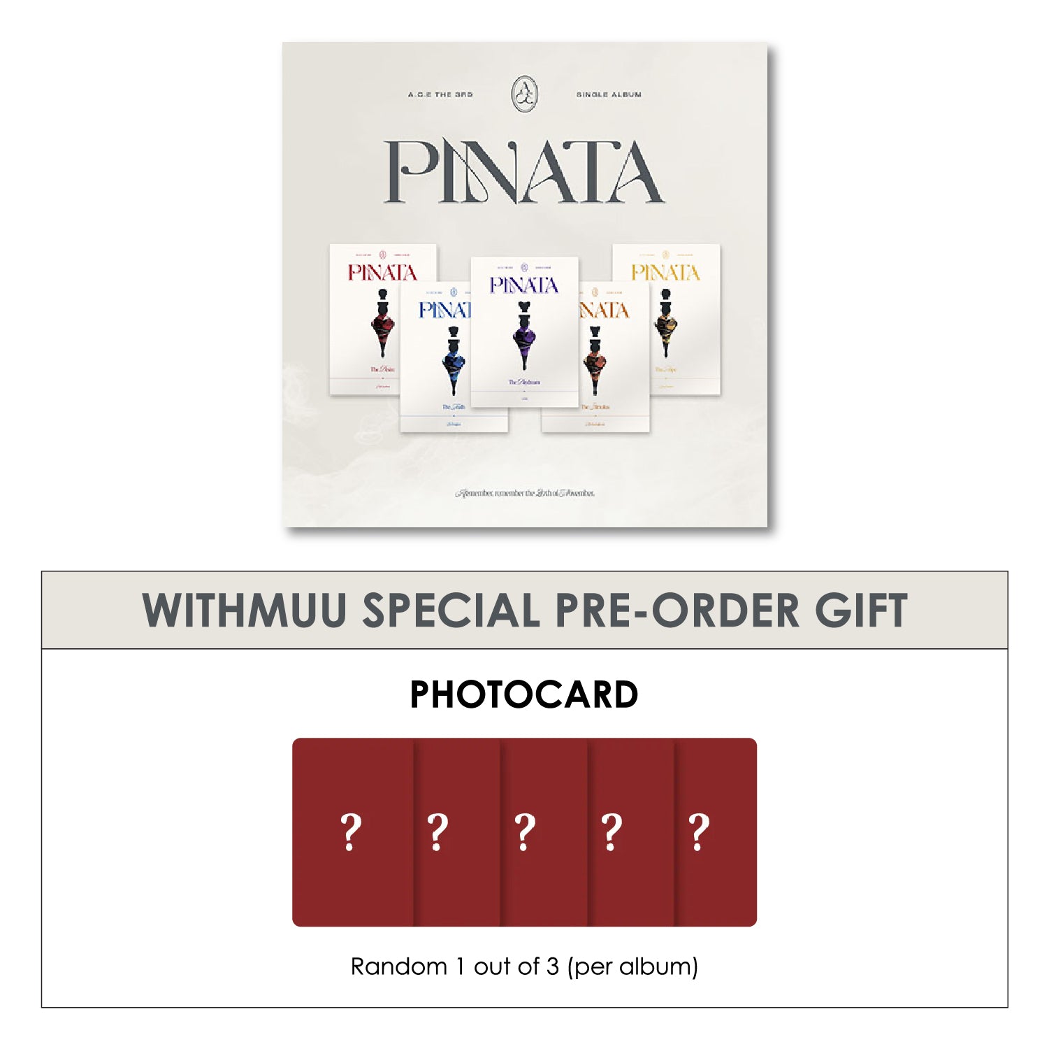 A.C.E 3RD SINGLE ALBUM - PINATA + WITHMUU PHOTOCARD