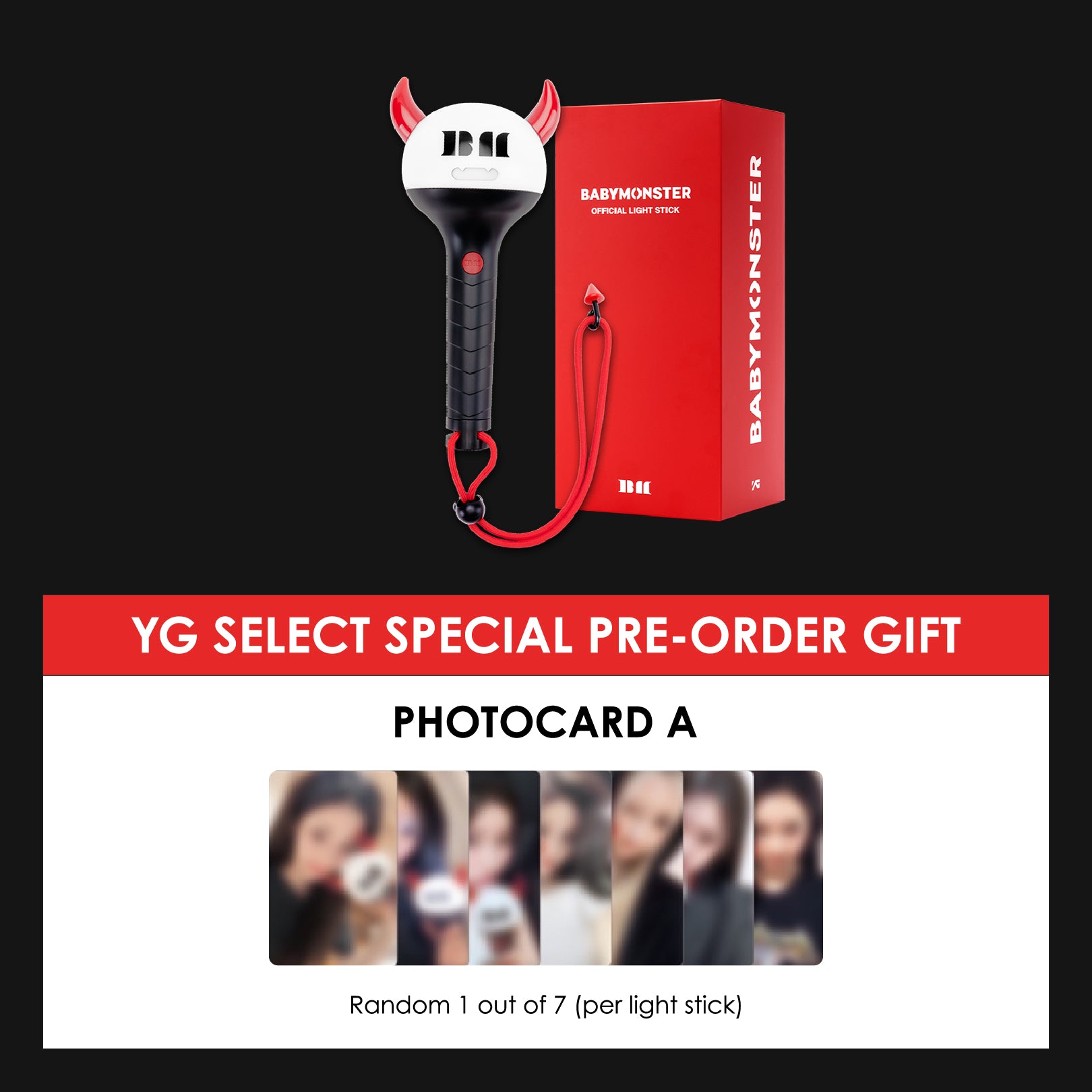 BABYMONSTER OFFICIAL LIGHT STICK + YG SELECT PHOTOCARD