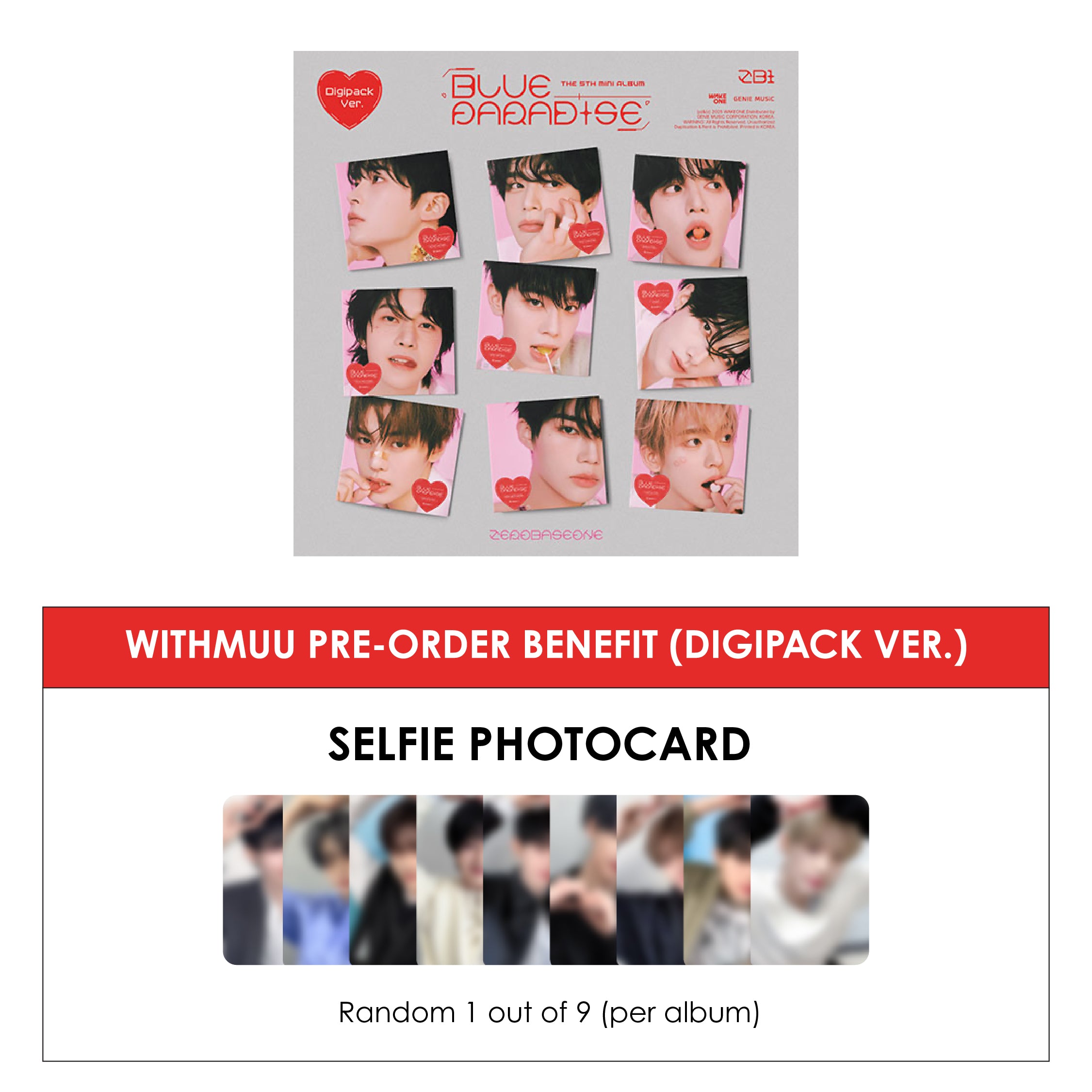 ZEROBASEONE 5TH MINI ALBUM - BLUE PARADISE (DIGIPACK VER.) + WITHMUU PHOTOCARD