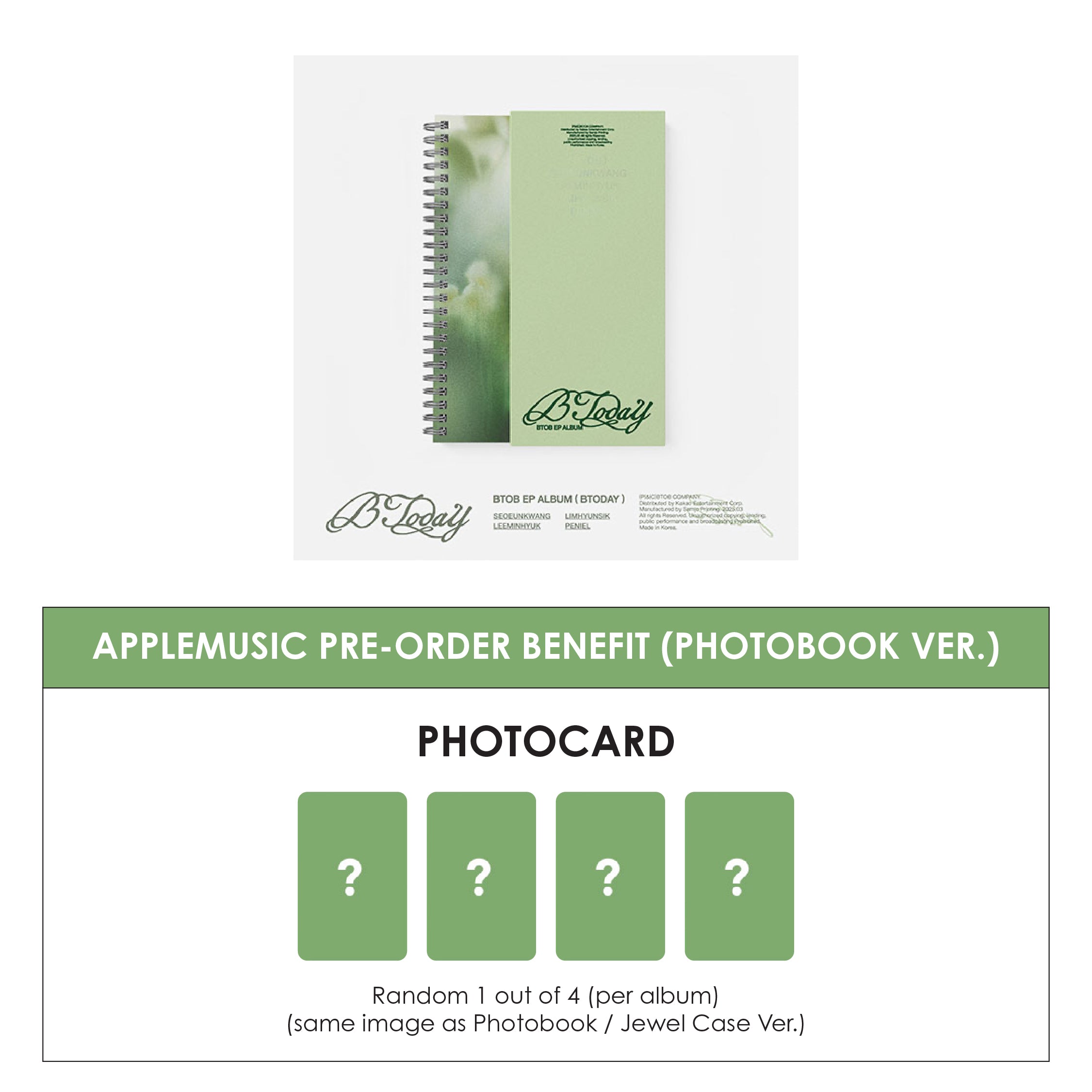 BTOB EP ALBUM - BTODAY (PHOTOBOOK VER.) + APPLEMUSIC PHOTOCARD (PRE-ORDER)