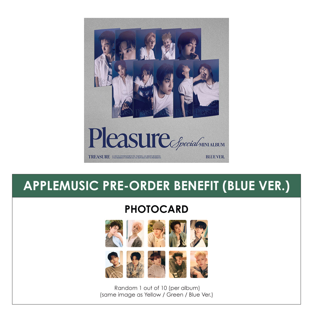 TREASURE SPECIAL MINI ALBUM - PLEASURE (BLUE VER.) + APPLEMUSIC PHOTOCARD