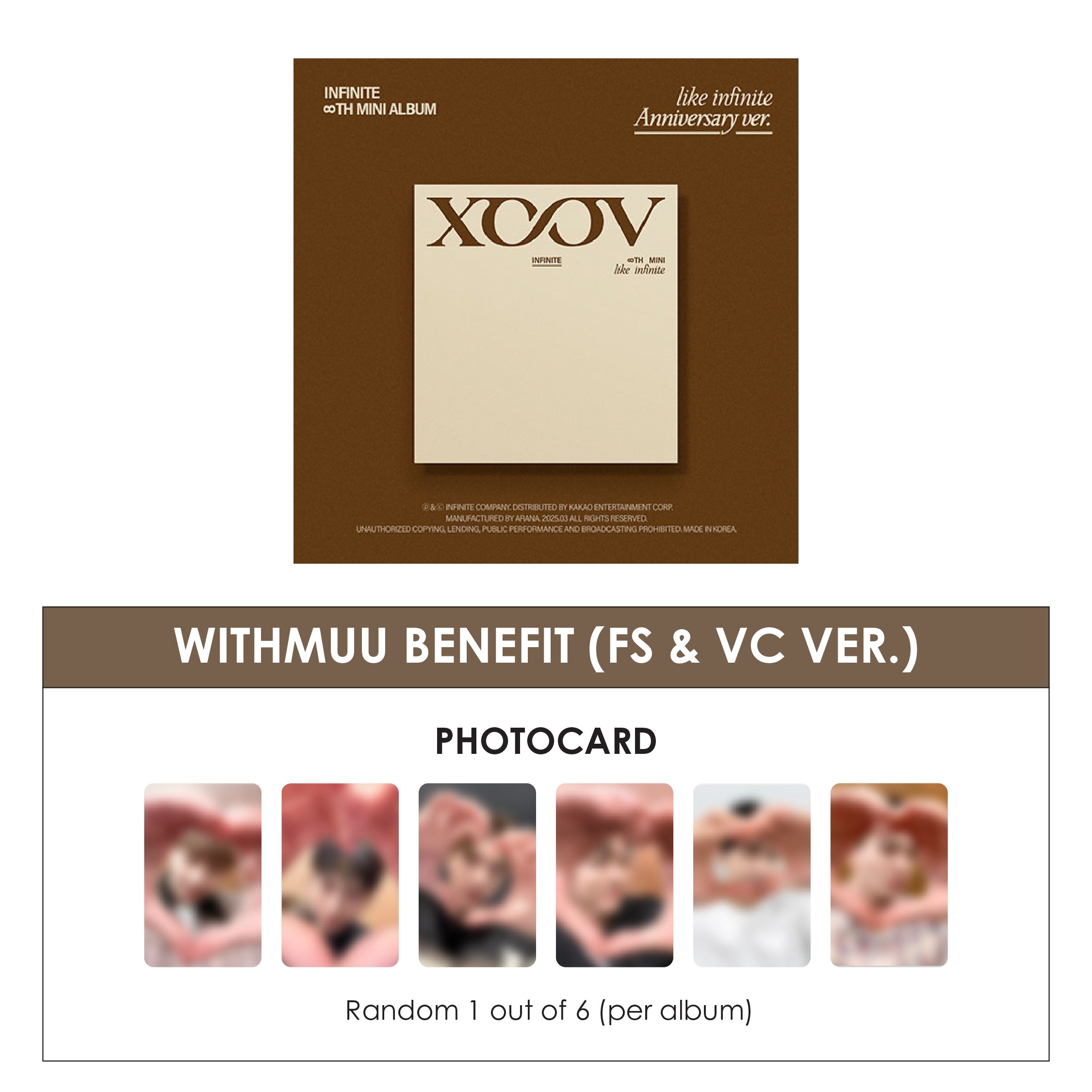 INFINITE 8TH MINI ALBUM - LIKE INFINITE (ANNIVERSARY VER.) + WITHMUU PHOTOCARD (FS & VC VER.) (PRE-ORDER)